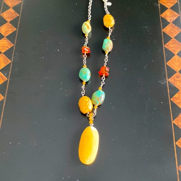 Silver 925 stamped All natural stones. Turquoise, amber, perhaps agate🤷‍♀️ - Picture 4 of 6